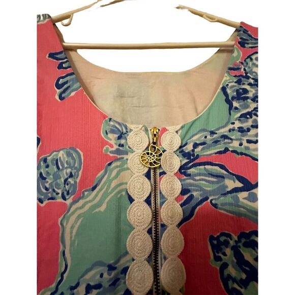 Lilly Pulitzer Cathy Shift Dress Pink Blue Sea Shells Lace Sleeveless Summer - Picture 3 of 6